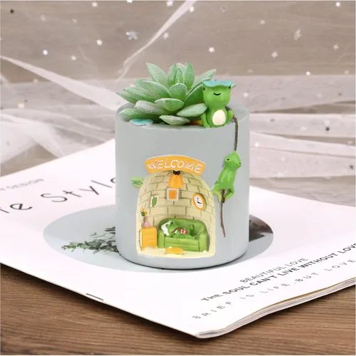 Vista 4 de Segreto Plantas creativas de resina para maceta, rana Rana trepadora