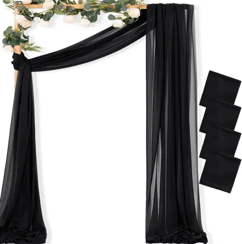 Vista 16 de MLMC 1 panel de tela para arco de boda azul bebé, 29 x 20 pies, cortinas de gasa extralargas transparentes de 6.6 yardas, paneles de cortinas