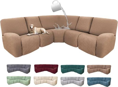Vista 54 de Fundas de sofá reclinable seccional 100% impermeables para sofá reclinable en forma de L, funda de sofá modular de esquina en forma de L, fundas