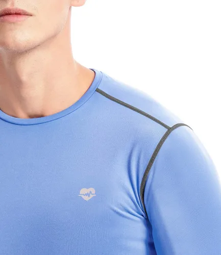 Vista 4 de Zengjo Camiseta de capa base para hombre, manga larga, atlética, para correr, ligera