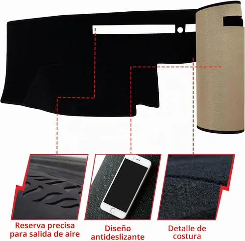 Vista 2 de Tapete para Cubierta de Tablero de Instrumentos Compatible con Nissan Frontier 2007-2021 Suzuki Equator 2009-2012 Protector Antideslizante con Borde