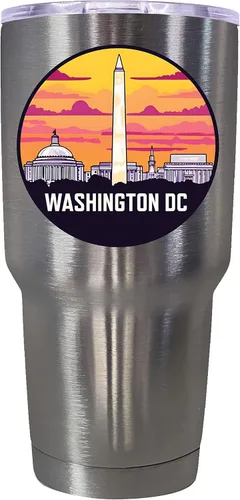 Vista 17 de Washington, D.C. Souvenir - Vaso aislado de acero inoxidable, 24 onzas, color negro, A