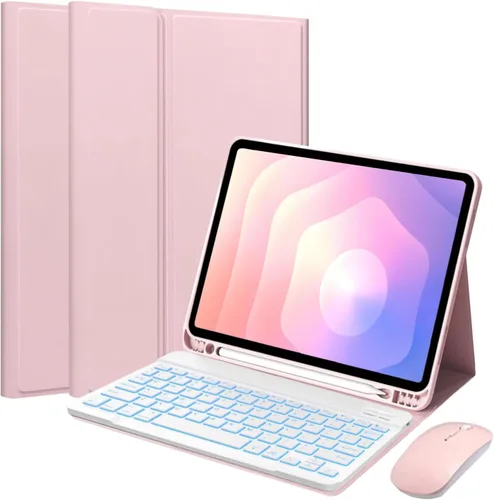 Vista 11 de Funda de teclado desmontable con mouse para Samsung Galaxy Tab S6 Lite de 10.4 pulgadas 2020/2022/2024, funda magnética de teclado