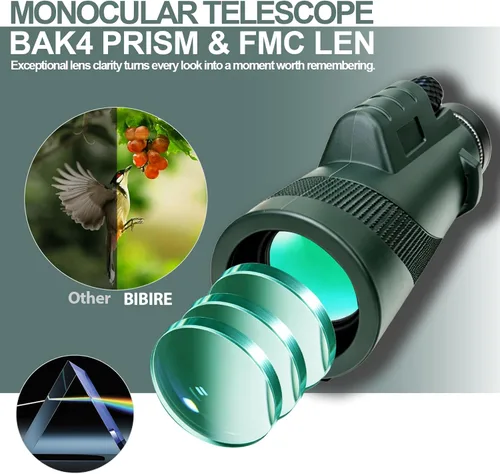 Vista 3 de BIBIRE Telescopio monocular 40x60 para adultos de alta potencia con Green
