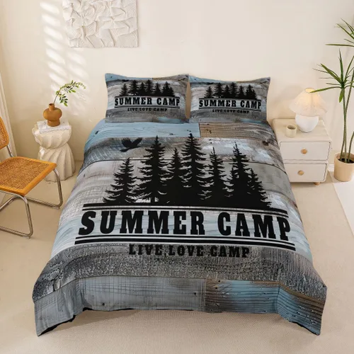 Vista 13 de Erosebridal Camper Bedding - Juego de ropa de cama de 2 piezas, estilo rústico de granja, juego de ropa de cama de campamento para adolescentes