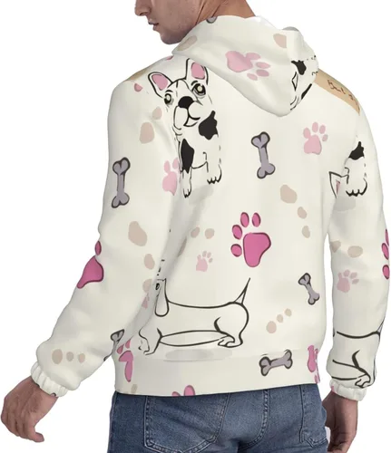 Vista 5 de Sudadera con capucha para hombre, diseño de pata de perro, bulldog y perro salchicha