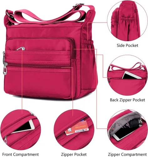 Vista 4 de Bolso bandolera impermeable para mujer, bolso bandolera de nailon, casual
