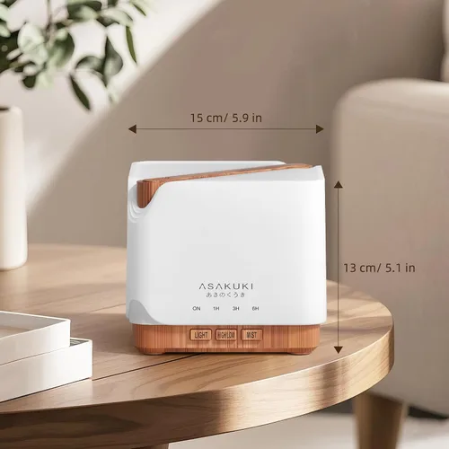 Vista 7 de ASAKUKI - Difusor de aceites esenciales de 700 ml, ultrasónico, humidificador de aromaterapia con juego de los 6 mejores aceites esenciales, 7