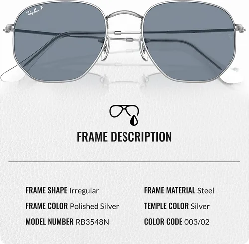 Vista 71 de Ray-Ban RB3548N Lentes planas hexagonales, gafas de sol cuadradas y redondas con kit oficial de gafas
