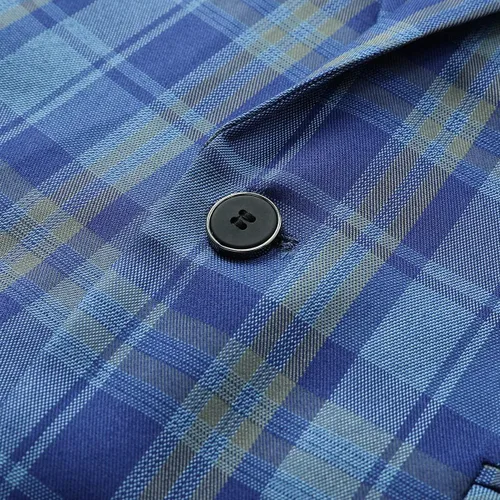 Vista 6 de YFFUSHI Chaqueta de 1 botón para hombre, a cuadros, ajuste entallado, informal, a medida
