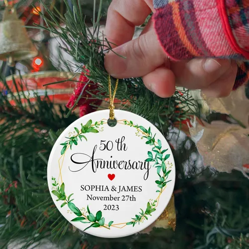 Vista 3 de Adorno de 50 aniversario de boda, adornos personalizados de feliz aniversario, regalo para mamá, papá, abuelos, 50 años como Mr & Mrs 2026, adorno
