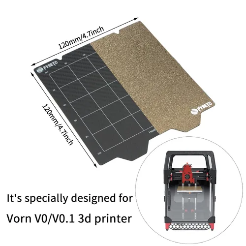 Vista 2 de Impresora 3D Voron0.2 Pro Build Plate Reemplazo solamente, placa de construcción de doble cara de 4.724 in/4.7 pulgadas, hoja PEI+PET-CF