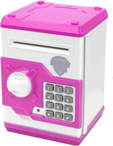 Vista 12 de Alcancía de caricatura Caja de seguridad electrónica con contraseña tipo cajero automático Para monedas, enrolla los billetes de forma automática