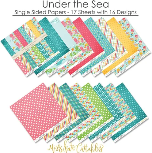 Vista 2 de Paquete de papel de patrón – Under the Sea – Scrapbook Premium Specialty Paper de una cara de 12 x 12 pulgadas, colección incluye 16 hojas – por