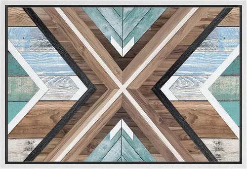 Vista 9 de IDEA4WALL Lienzo enmarcado para pared, decoración occidental, collage de polígonos de diamantes, paneles geométricos abstractos de madera, arte