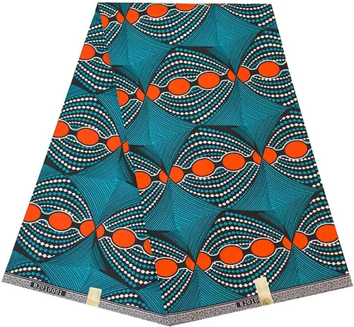 Vista 3 de BintaRealWax Tela Africana Ankara de Poliéster con Impresiones de Cera 6 Yardas de Tela Africana Tradicional para Vestido de Fiesta PL536