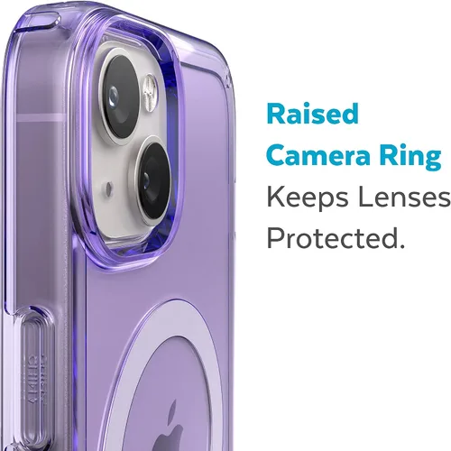 Vista 6 de Speck - Funda transparente para iPhone 15 Plus y 14 Plus, delgada, construida para MagSafe, resistente a los arañazos y protección contra caídas