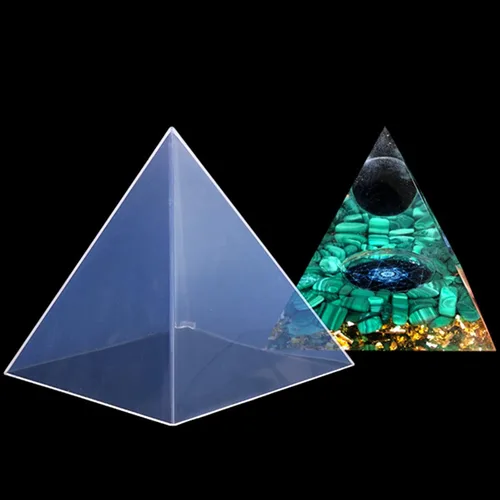 Vista 4 de Moldes de pirámide de silicona transparente supergrandes, 3 piezas, interior de 4.7 a 7.5 pulgadas, moldes de resina de silicona para orgonita