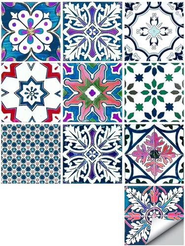 Vista 18 de 10 hojas de calcomanías para azulejos de 6 x 6 pulgadas, vinilo impermeable para cocina, baño, ducha, decoración de pared