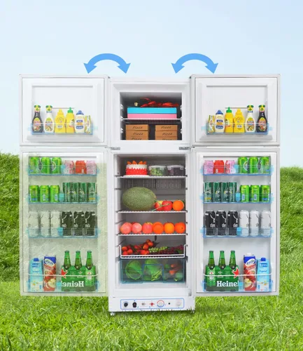Vista 6 de SMETA Refrigerador de propano, refrigerador de 2 vías con congelador de 9.4 pies cúbicos, 110 V/gas GLP, refrigerador de almacenamiento grande