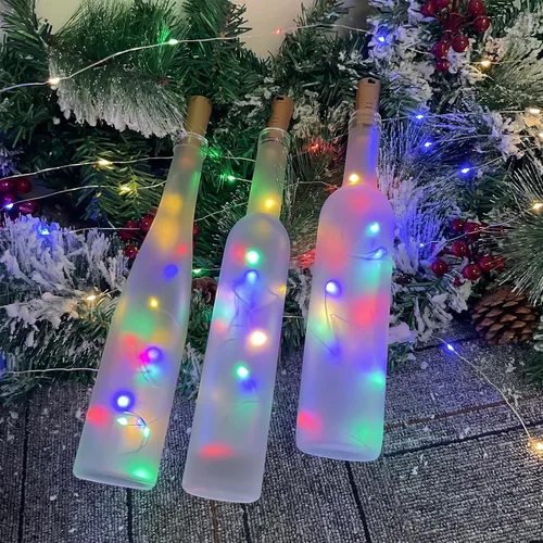 Vista 3 de Etinga Paquete de luces LED para botellas de doble batería, 6.6 pies, 20 LED, el doble de tiempo de iluminación, para uso en interiores
