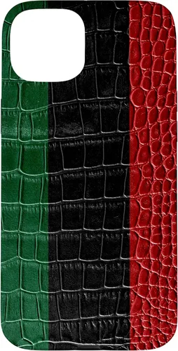 Vista 9 de iPhone 16 Pan African Flag Patriotic Crocodile Skin Print Pride Case