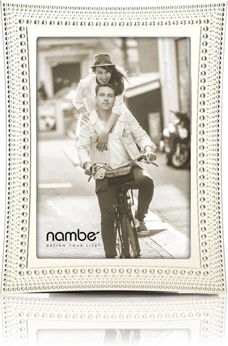 Vista 8 de nambe Marco de fotos con cuentas, 4 x 6 pulgadas, marco de fotos con vidrio templado, diseño vintage y contemporáneo, exhibición de mesa