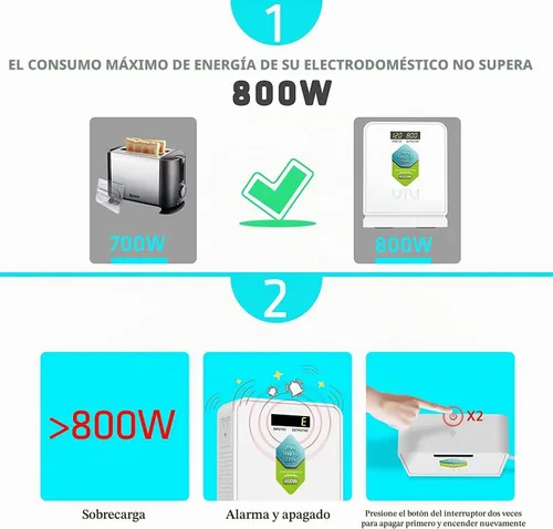 Vista 3 de UMI Step Up 110v a 220v Convertidor de voltaje 800W para Europa y Asia 220-240V Uso de electrodomésticos en EE. UU. Canadá México - Transformador