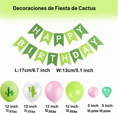 Vista 3 de Decoraciones de fiesta de cactus suculenta para fiesta de cumpleaños con globos de cactus, guirnalda, arco de plantas, globos de aluminio