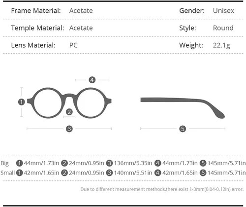 Vista 3 de HEPIDEM Gafas ópticas redondas de acetato para hombre, gafas ópticas, gafas de marco Zolman