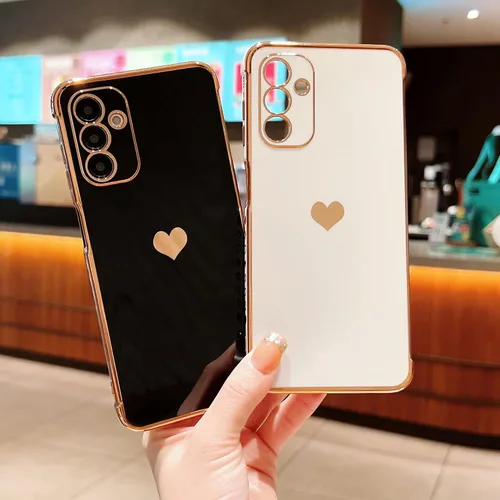Vista 134 de phylla Funda de teléfono compatible con Samsung Galaxy A12 de 6.5 pulgadas, lindo corazón chapado en oro, elegante funda de lujo para mujer