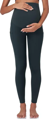 Vista 2 de POSHDIVAH Leggings de maternidad con forro polar para mujer, sobre el vientre, embarazo, invierno, cálidos, yoga, entrenamiento, pantalones activos