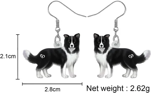 Vista 5 de BONSNY Aretes colgantes de acrílico, divertidos, adorables razas de perros, mascotas, hipoalergénicos, regalo de joyería para mujeres y niñas