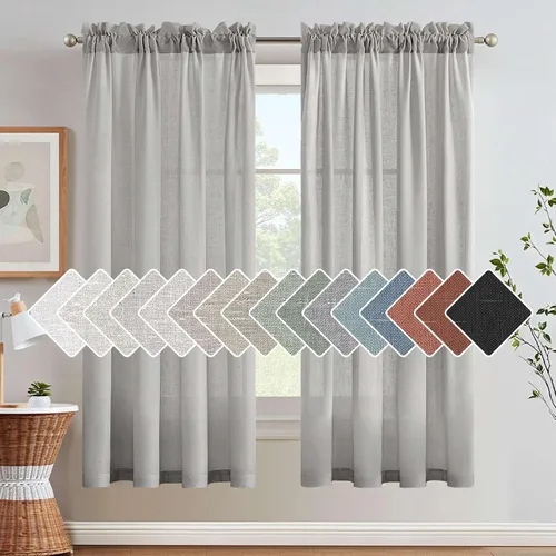 Vista 34 de H.VERSAILTEX Cortinas texturizadas de lino con filtro de luz para sala de estar, tratamiento de ventanas, cortinas naturales y duraderas