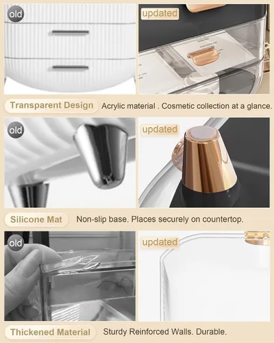 Vista 4 de Organizador de maquillaje para encimera, soporte para cuidado de la piel, organizador de mostrador de baño, caja de almacenamiento, vitrinas