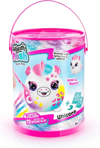 Vista 2 de Canal Toys Personaliza el unicornio de peluche esponjoso mediano con aerógrafo. Decora, lava, repite. Personaliza tu propia felpa de arte en aerosol