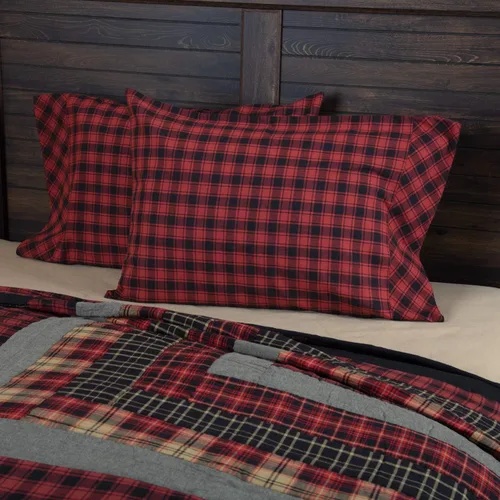 Vista 8 de VHC Brands Rustic & Lodge Cumberland - Accesorio de ropa de cama acolchado, funda europea, 26 x 26 pulgadas, color rojo chile