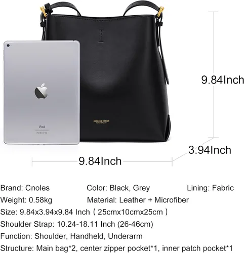 Vista 2 de Cnoles Bolsos de mano de diseñador de cuero genuino para mujer, bolsos y bolsos de mano para mujer, bolso de hombro con asa superior de moda