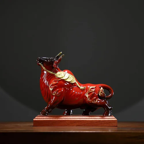 Vista 6 de Escultura de estatua china de feng shui, muebles creativos de la suerte, animales de Feng Shui, Niu Wang, fortuna, Dios de la riqueza, año de buey