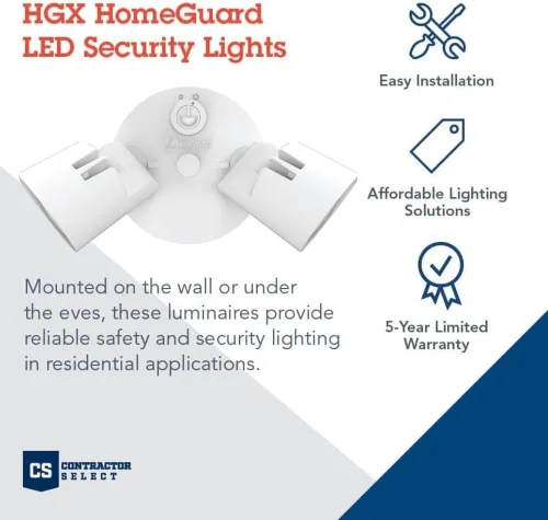 Vista 2 de Lithonia Lighting HomeGuard - 2 luces LED de inundación para exteriores, luces LED para exteriores, sensor de atardecer a amanecer, lúmenes Blanco