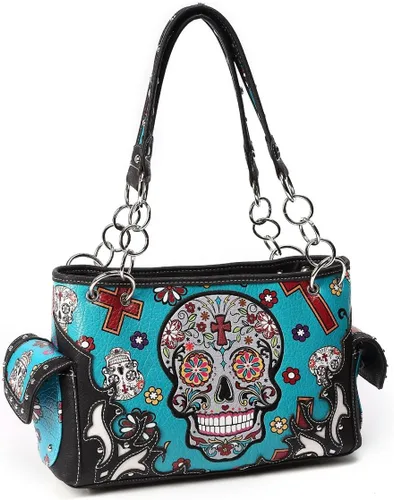 Vista 2 de Monedero de calavera de azúcar con bolsillo oculto Día de los muertos
