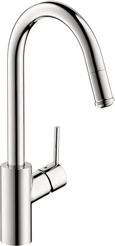 Vista 6 de hansgrohe Talis S² 14872341 - Grifo de cocina de arco alto, grifo para fregadero de cocina, cabezal rociador de acoplamiento magnético, cromo negro