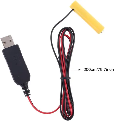 Vista 2 de tegongse LR6 AAA Eliminador de Batería 2M Cable de alimentación USB Reemplazar 1-4 pilas AAA - 1.5v/3v/4.5v/6v 2AAA