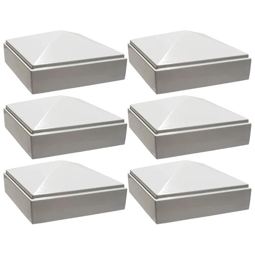 Vista 21 de Tapa de poste piramidal de aluminio de 2 x 2 pulgadas para postes de metal, ajuste a presión, color blanco con recubrimiento en polvo, resistente al