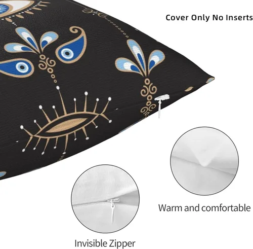 Vista 4 de Funda de almohada decorativa con símbolo oculto de mal de ojo, fundas de almohada cuadradas estándar para sofá, cama, 18 x 18 pulgadas