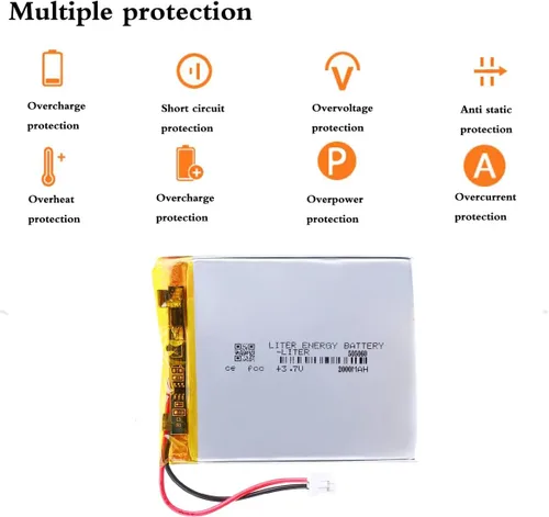 Vista 2 de 3.7V 505060 2000mAh batería de iones de polímero de litio recargable batería de polímero con conector JST 0.079 in