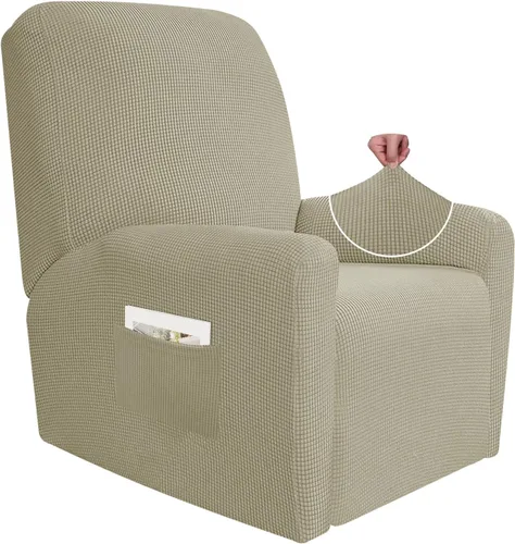 Vista 12 de JIVINER Fundas súper elásticas para sillas reclinables, de elastano, suave, con bolsillos, protector de muebles reclinables