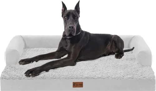 Vista 22 de Cama ortopédica para perros extragrandes, cama de espuma XL con forma de caja de huevos impermeable con lados 45x35 pulgadas, cama de sofá