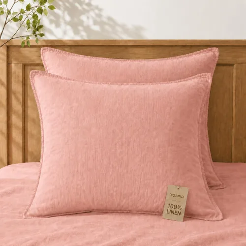 Vista 21 de TOSMO Juego de 2 fundas de almohada 100% lino tamaño estándar, fundas de almohada lavadas a la piedra, cierre de sobre, fundas de almohada suaves