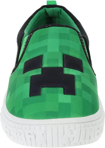 Vista 3 de Minecraft Zapatos sin cordones para niños pequeños, zapatos deportivos casuales para patinaje, forro polar verde con licencia oficial de star wars